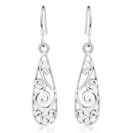 Silver Drop Koru Earrings