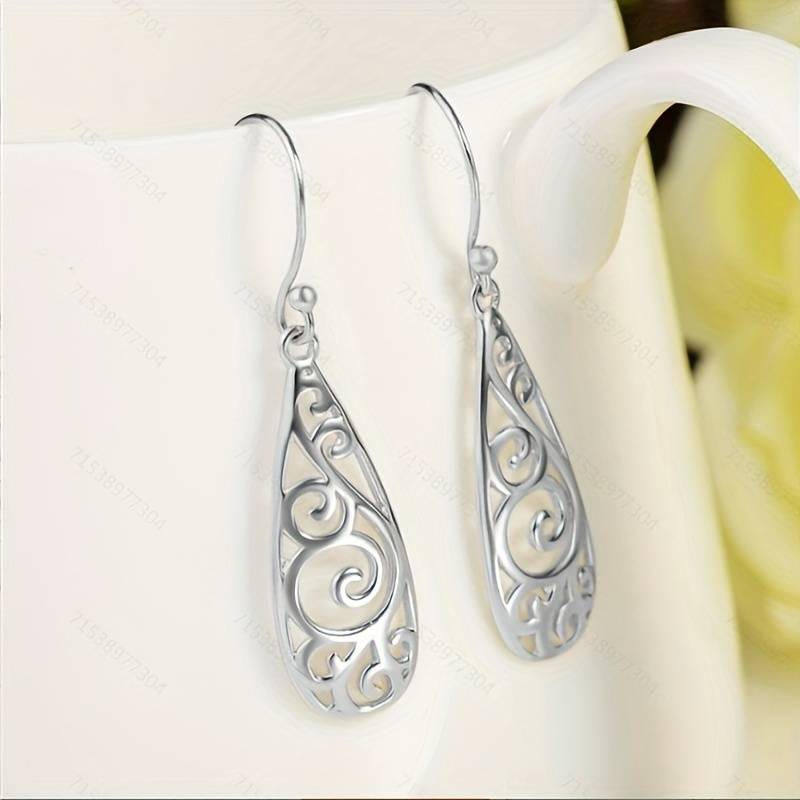 Silver Drop Koru Earrings