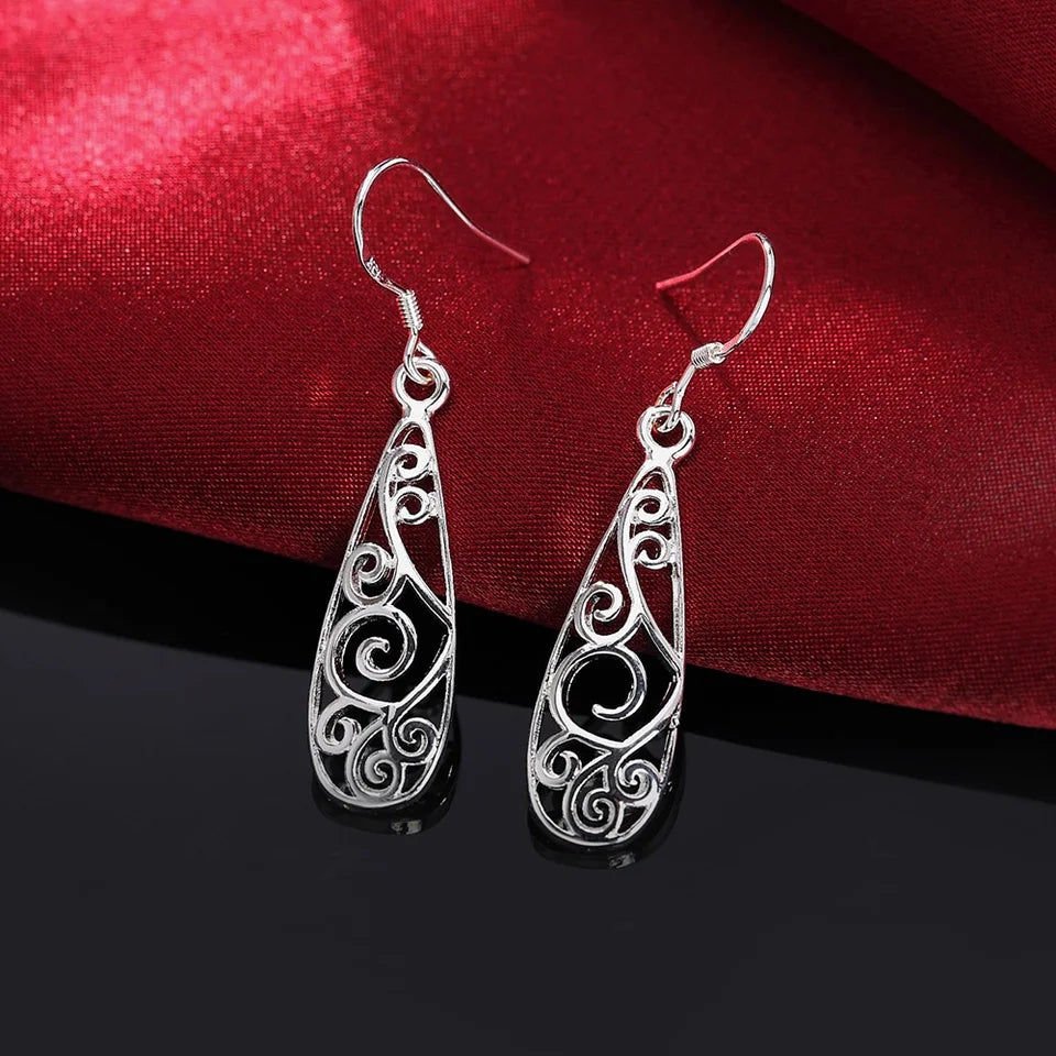 Silver Drop Koru Earrings