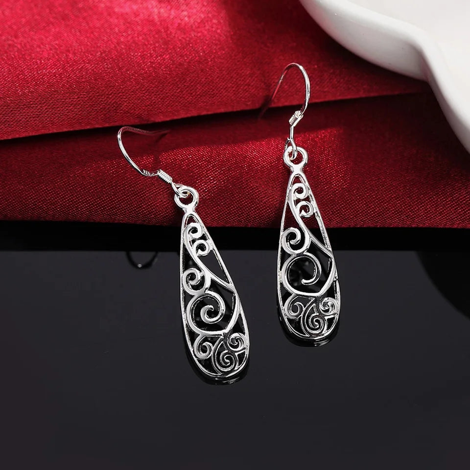 Silver Drop Koru Earrings