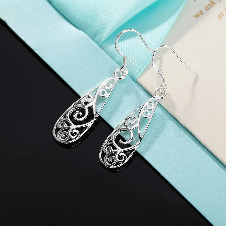 Silver Drop Koru Earrings