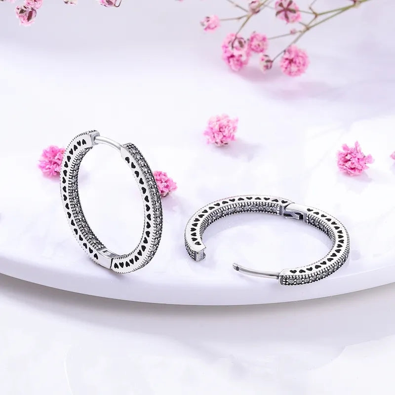 Sparkle & Hearts Large Hoop Earrings