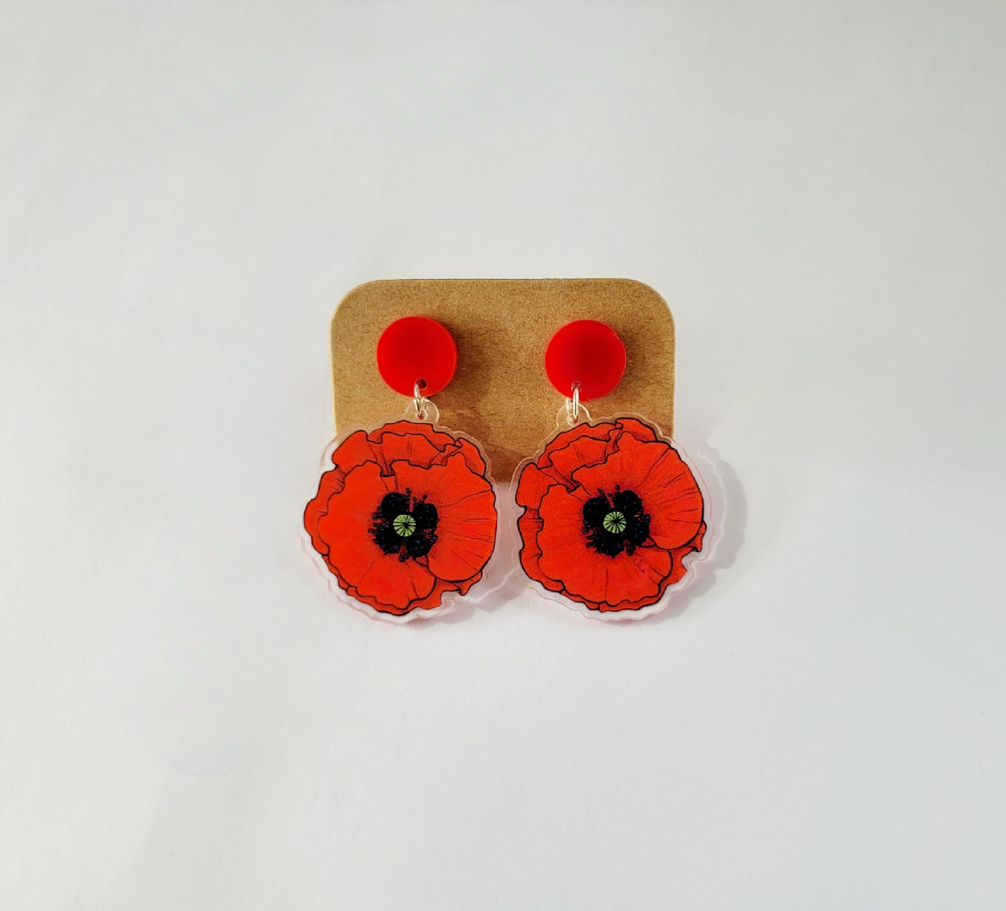 Red Poppy Flower Earrings