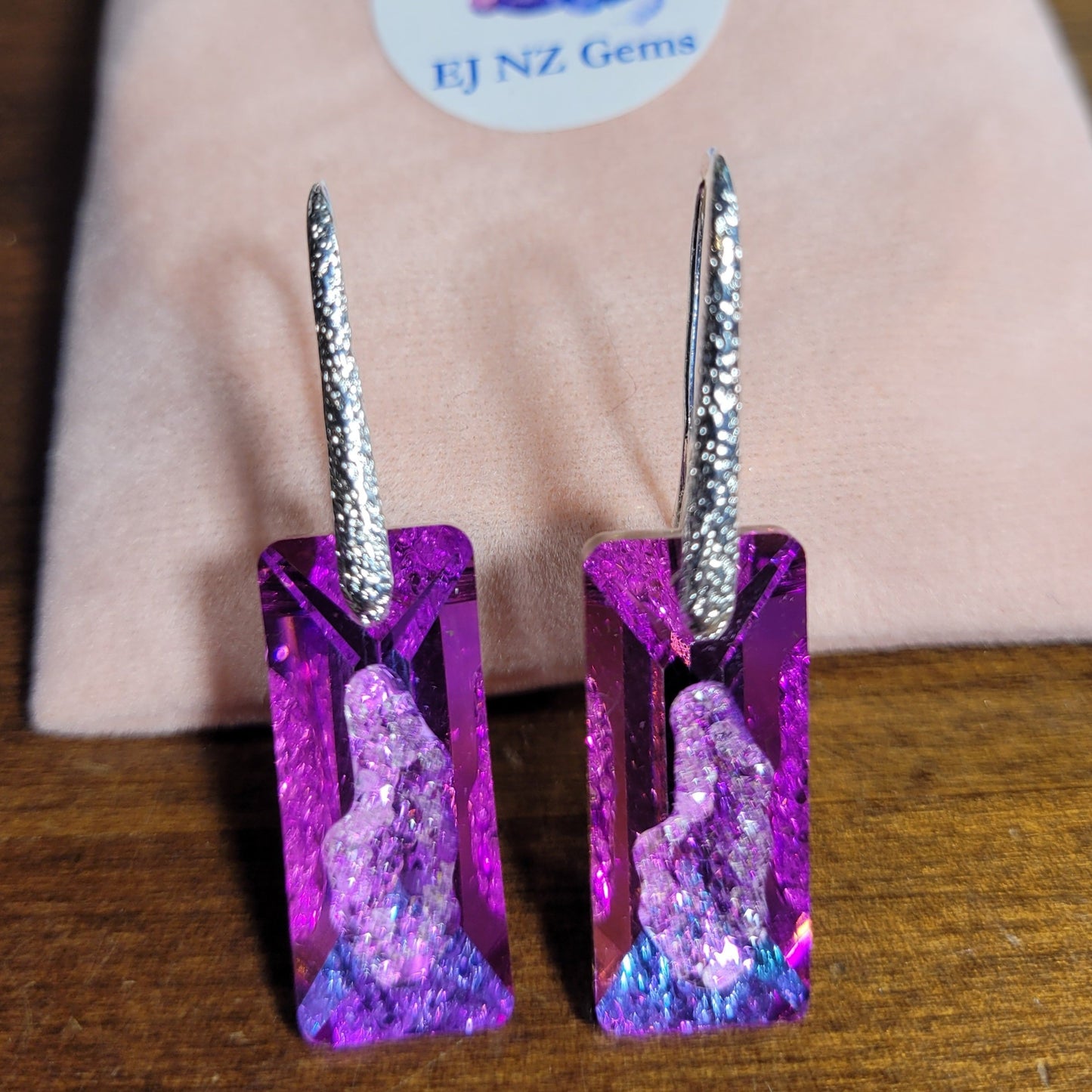 Exquisite Purple Heliotrope Austrian Crystal Earrings