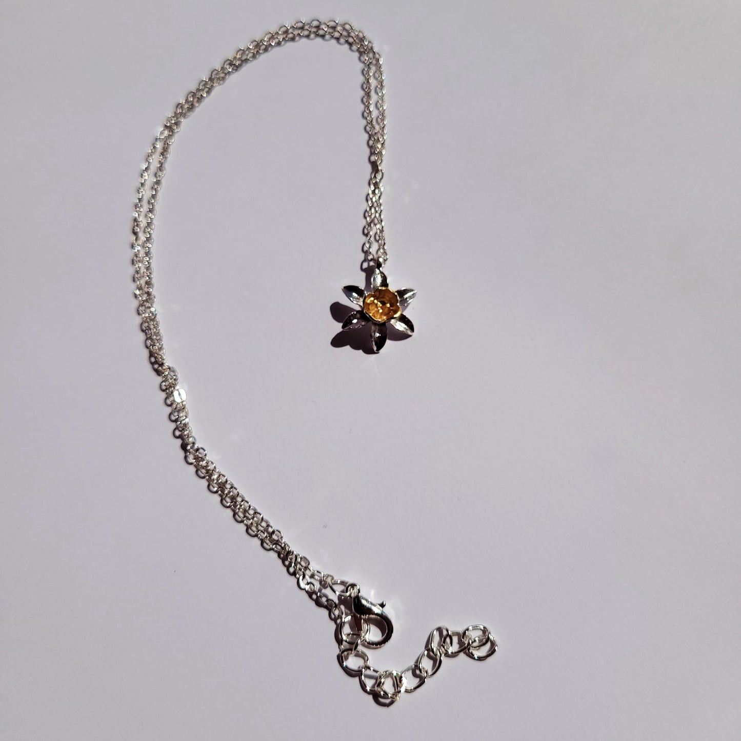 Silver and Gold Daffodil Necklace