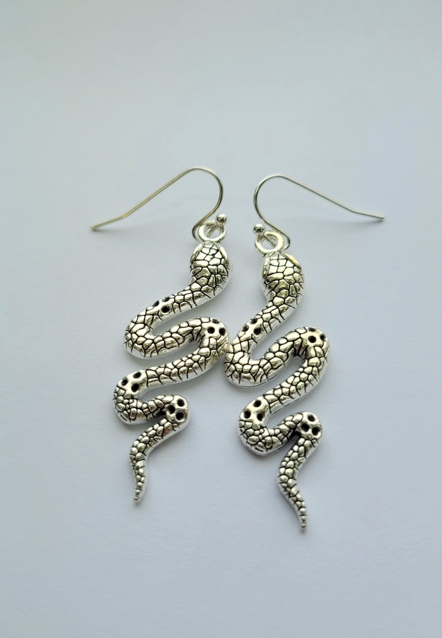 Silver Snake Earrings