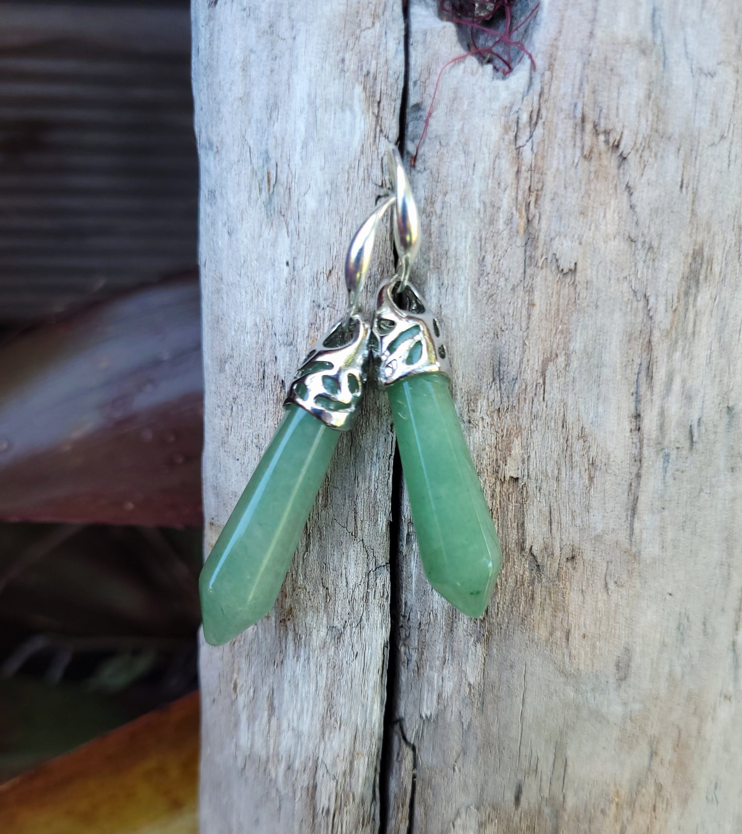 Green Aventurine Crystal & Silver Earrings