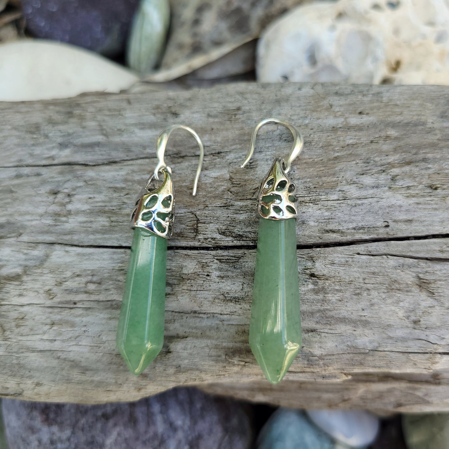 Green Aventurine Crystal & Silver Earrings