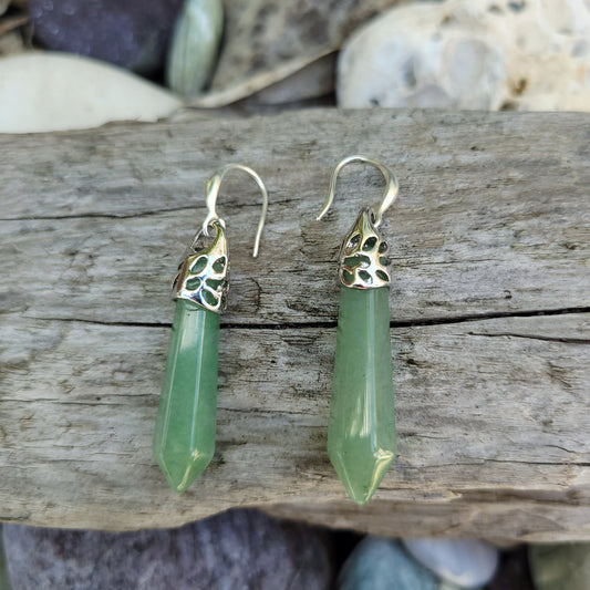 Green Aventurine Crystal & Silver Earrings