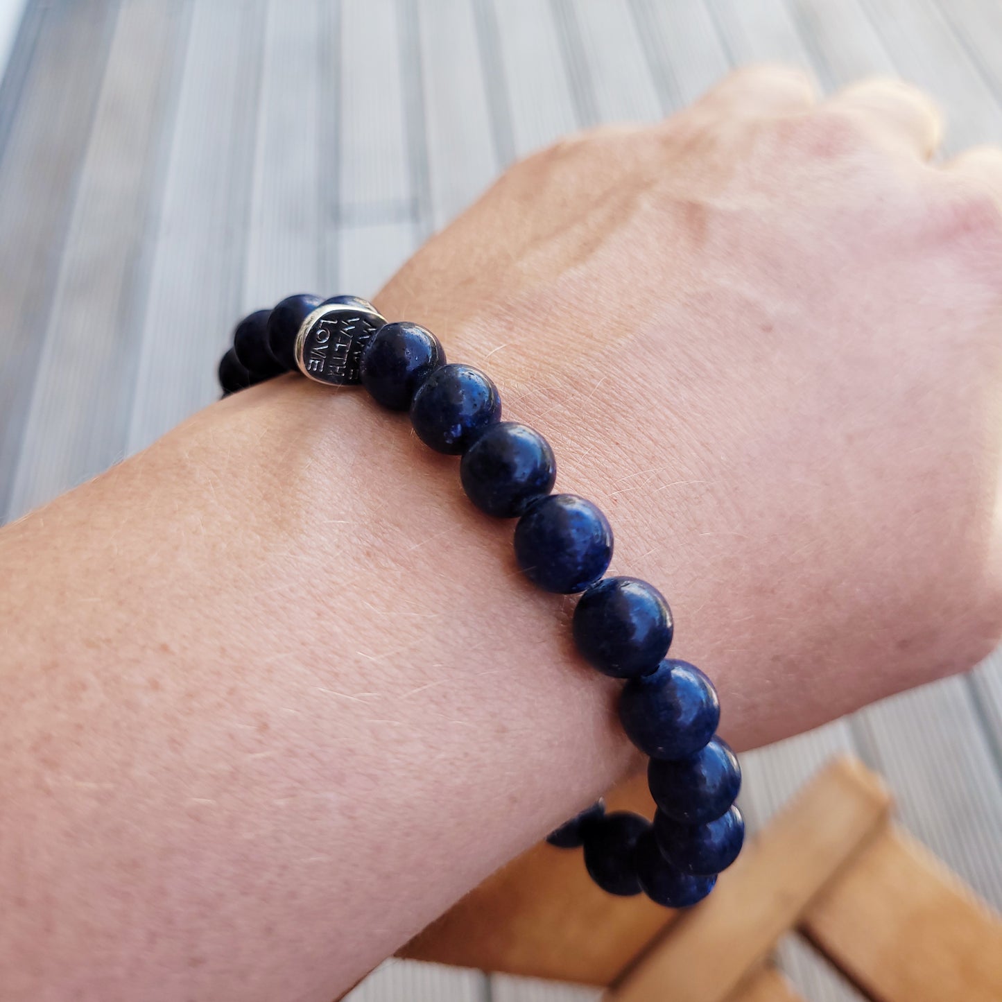 Blue Lapis Lazuli Bead Bracelet