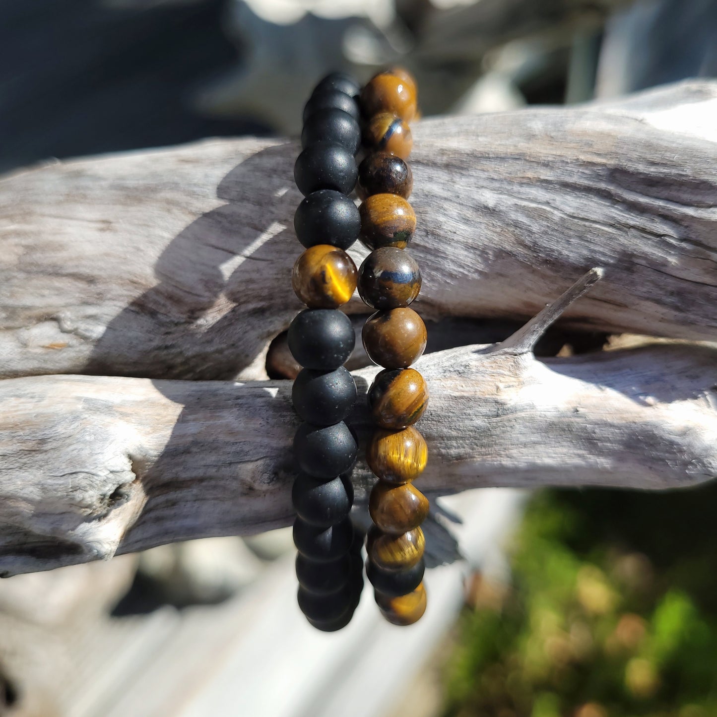 Twin Tiger Eye & Lava Bead Bracelets