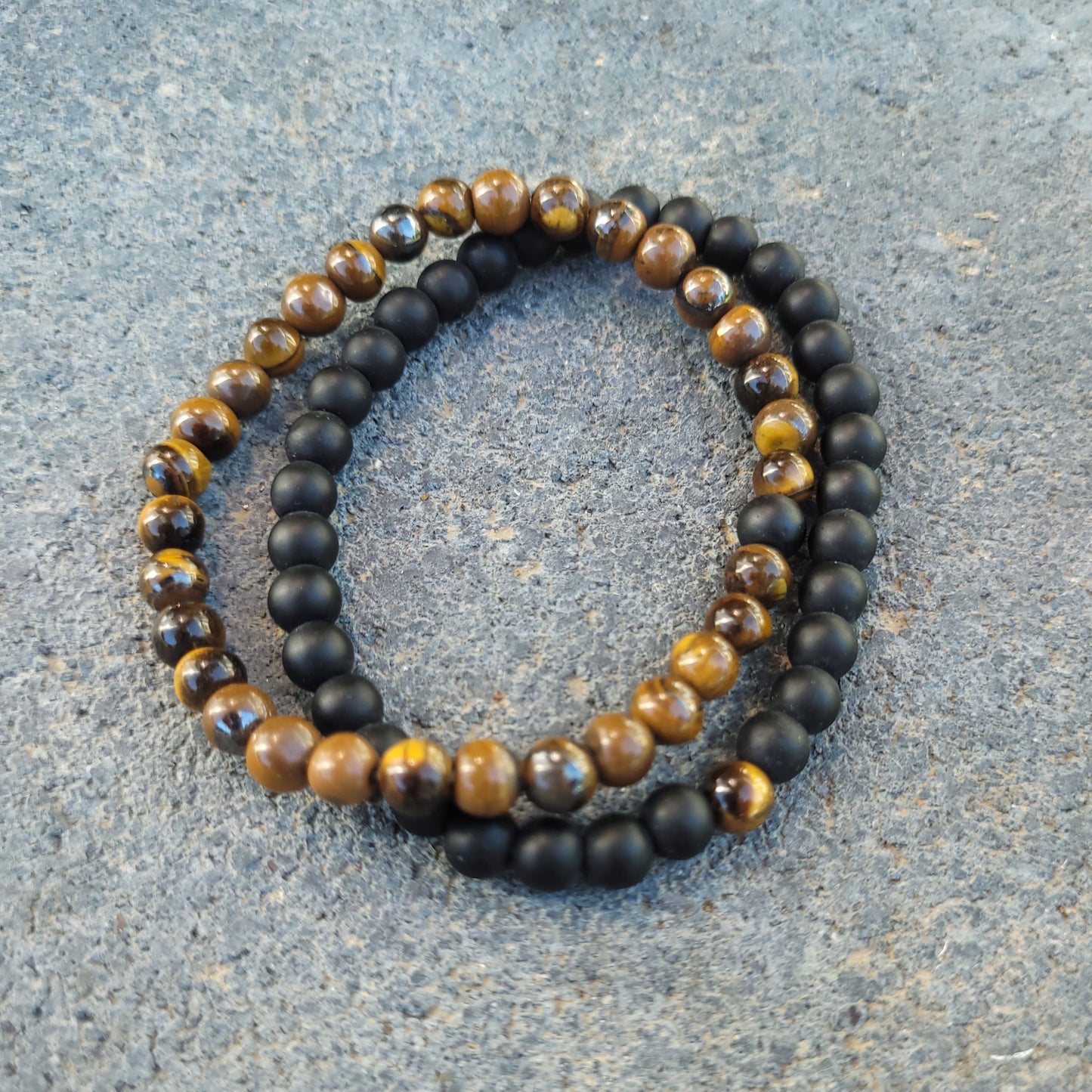 Twin Tiger Eye & Lava Bead Bracelets