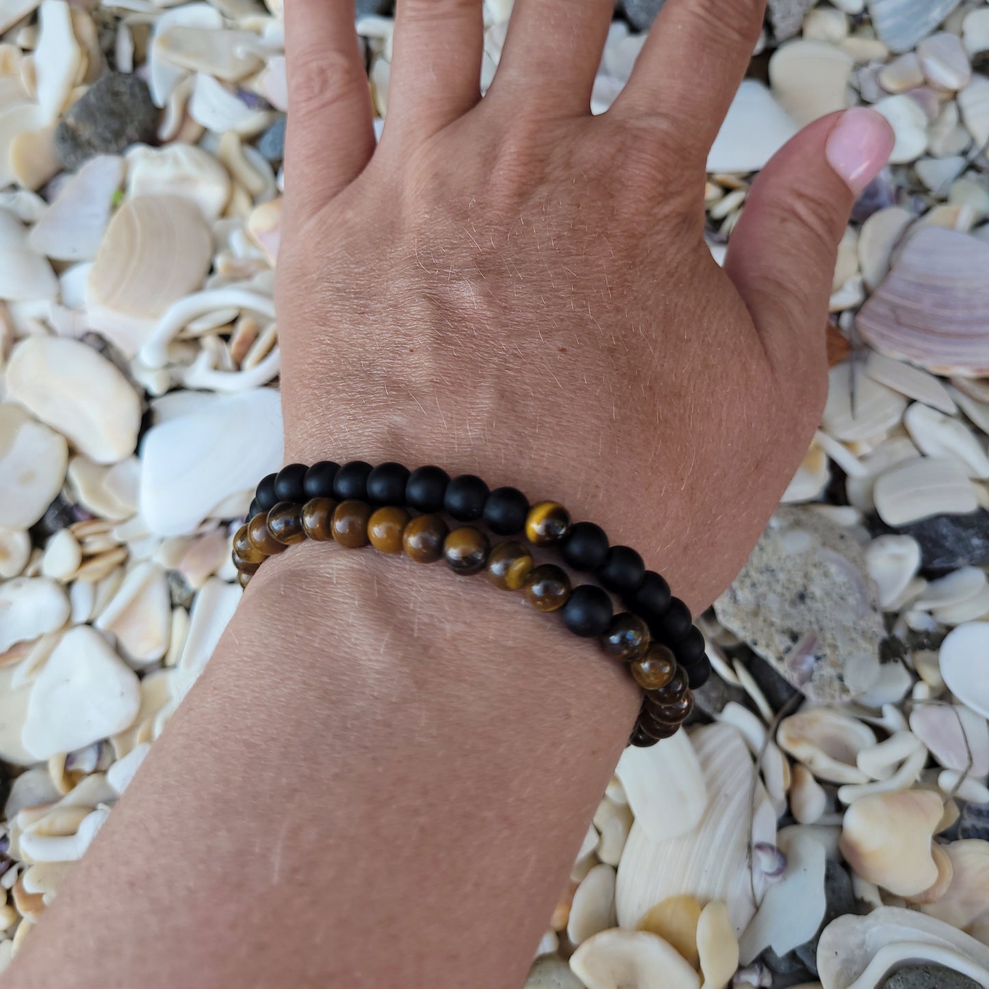 Twin Tiger Eye & Lava Bead Bracelets