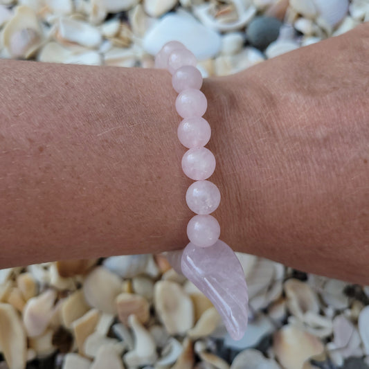 Rose Quartz Bracelet with Angel Wing Charm