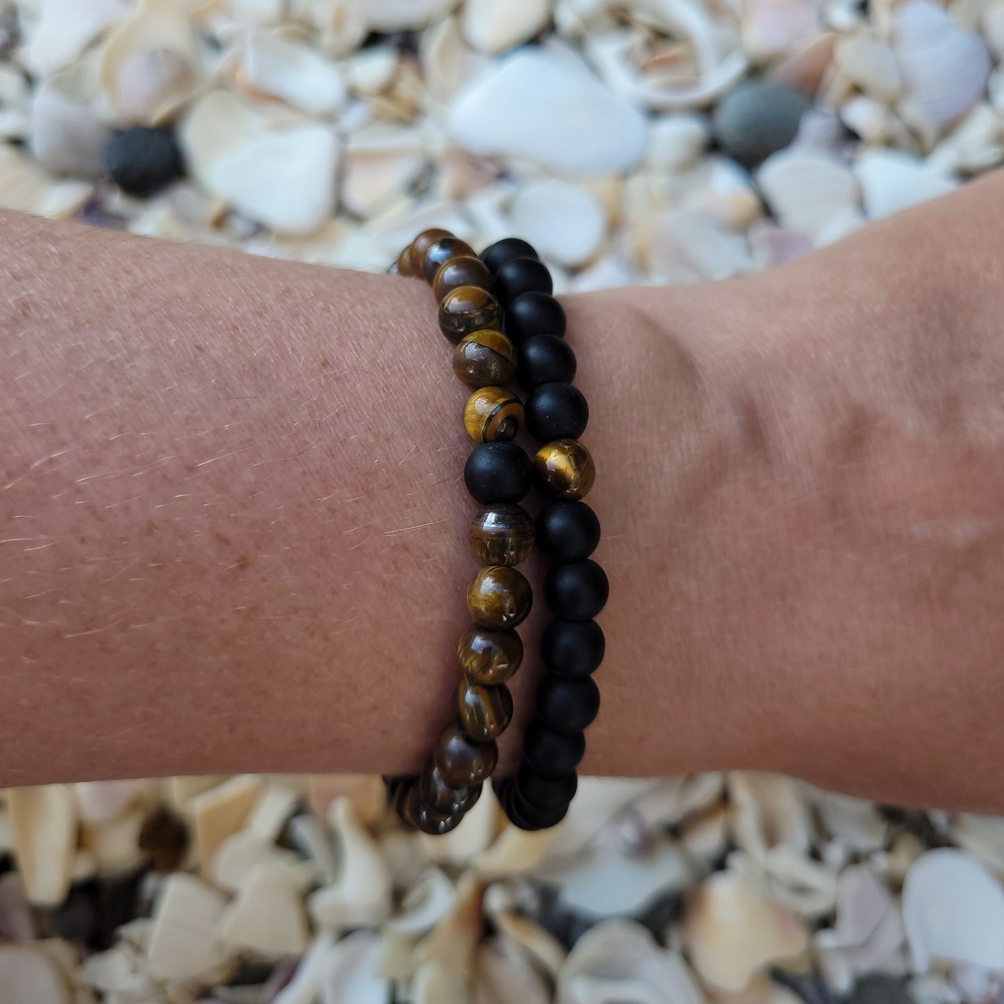 Twin Tiger Eye & Lava Bead Bracelets