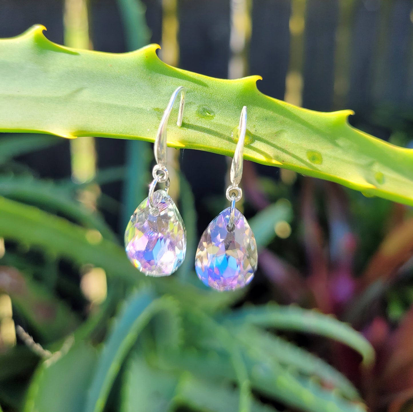 Purple Crystal & Silver Earrings