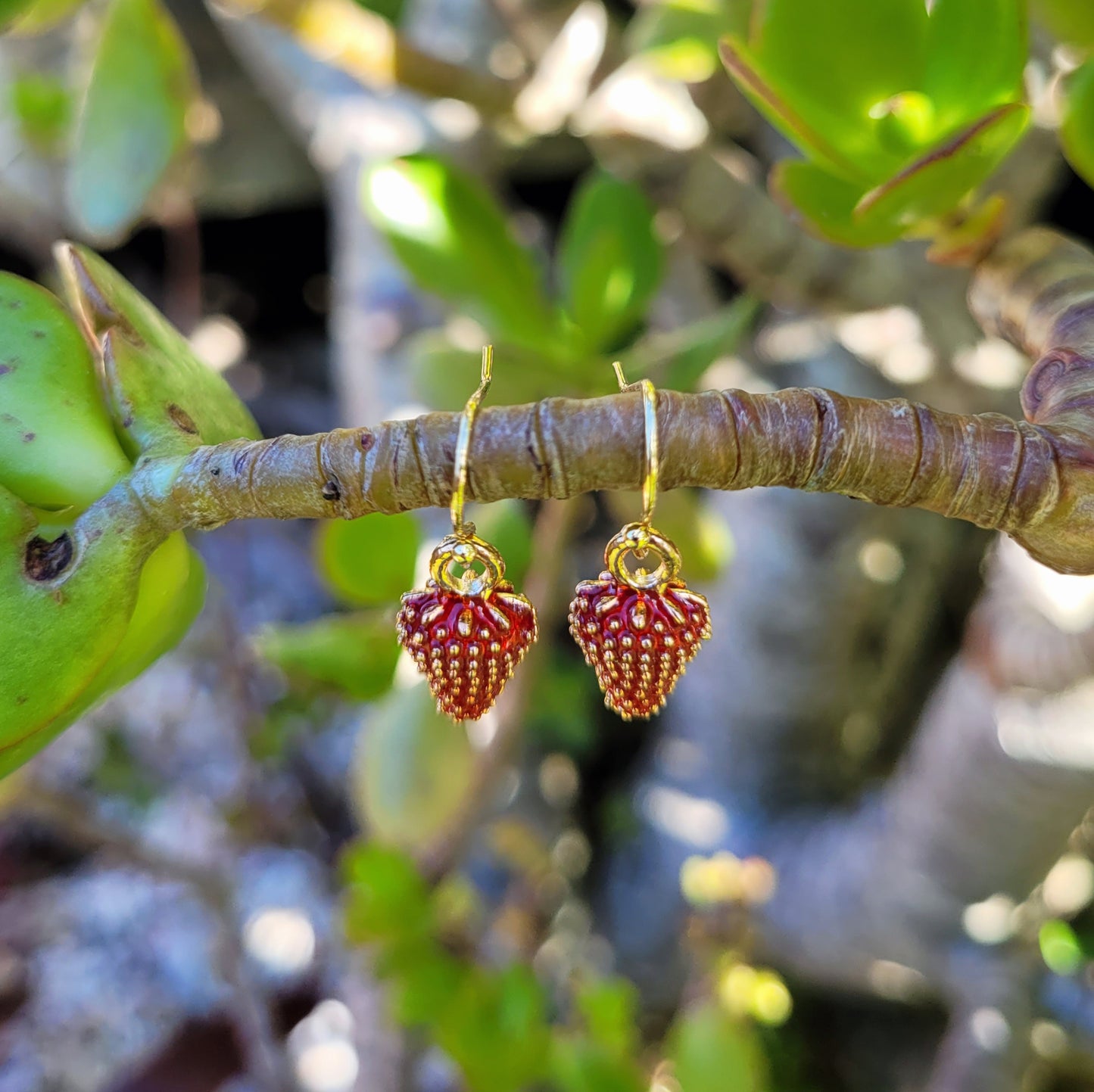 Red & Gold Strawberry Earrings