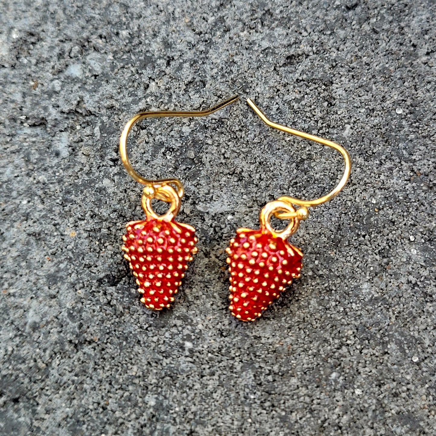 Red & Gold Strawberry Earrings