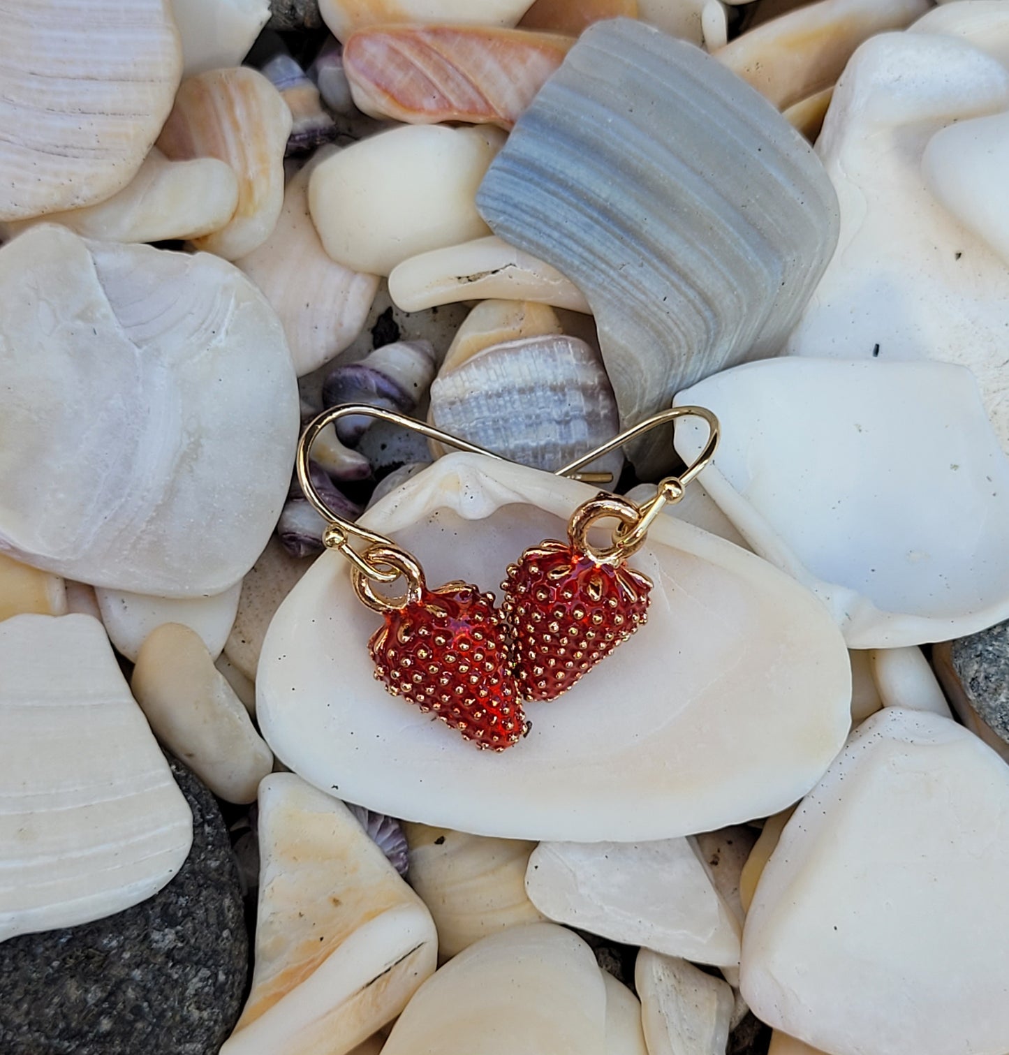 Red & Gold Strawberry Earrings