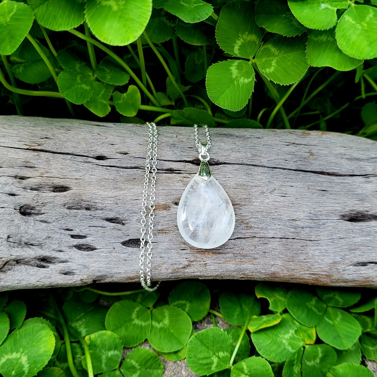 Teardrop Clear Quartz Pendant Necklace