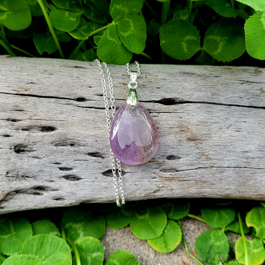 Teardrop Purple Amethyst Pendant Necklace