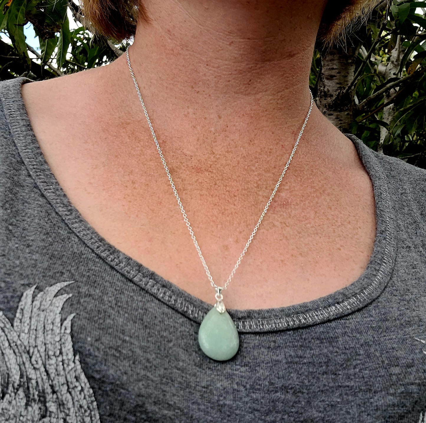 Teardrop Green Aventurine Pendant Necklace