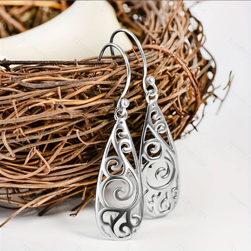 Silver Drop Koru Earrings