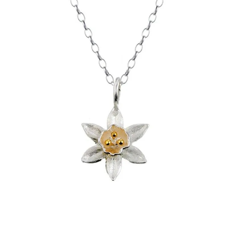 Silver and Gold Daffodil Necklace