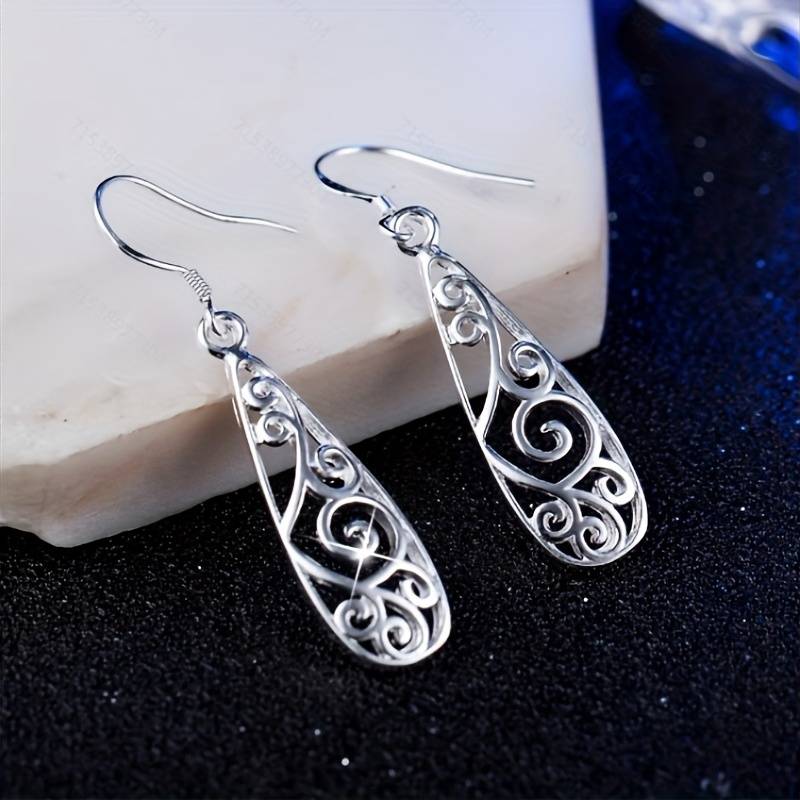 Silver Drop Koru Earrings