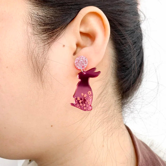 Pink Easter Bunny Earrings