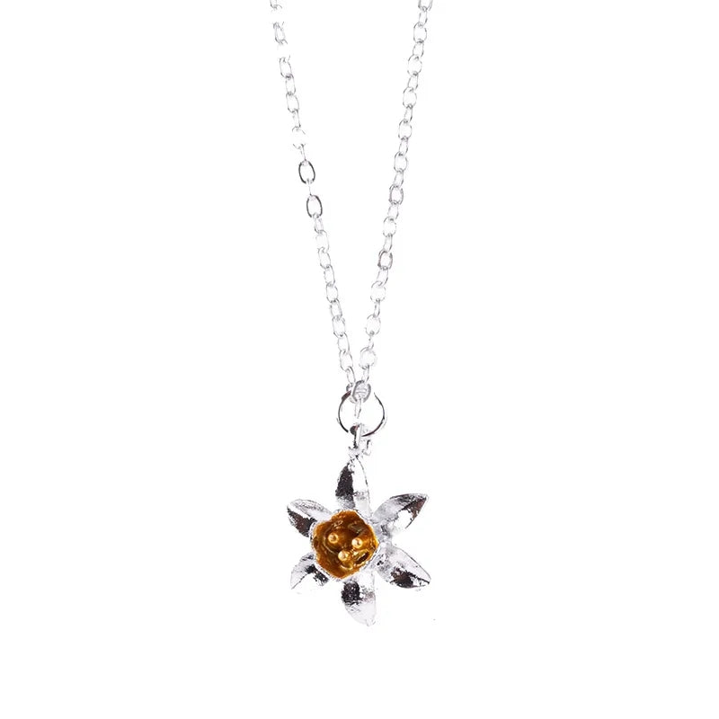 Silver and Gold Daffodil Necklace