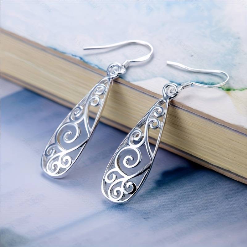 Silver Drop Koru Earrings