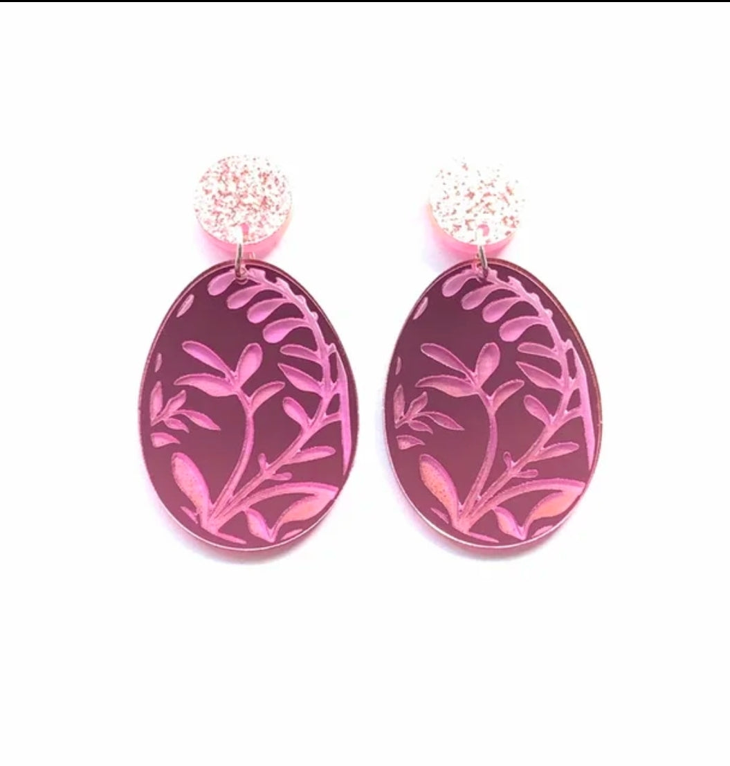 Pink Easter Egg Earrings