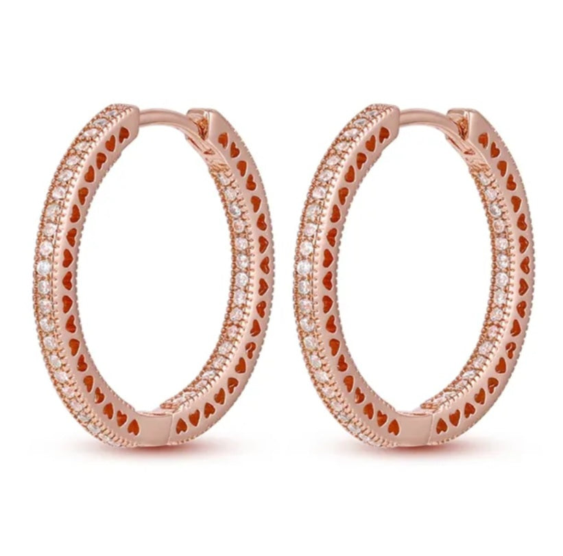 Sparkle & Hearts Large Hoop Earrings