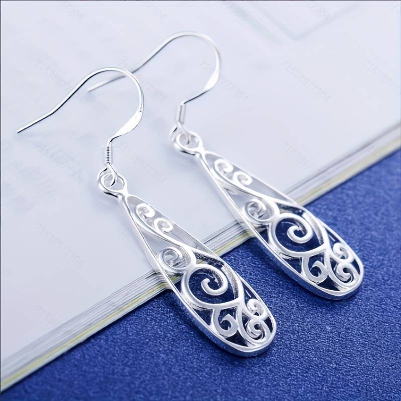 Silver Drop Koru Earrings