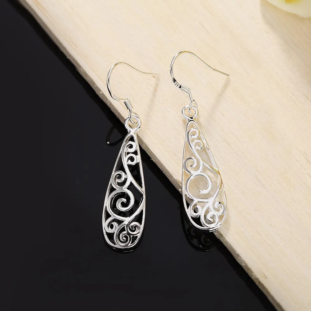 Silver Drop Koru Earrings