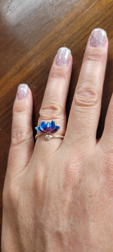 Blue Lotus Flower Ring