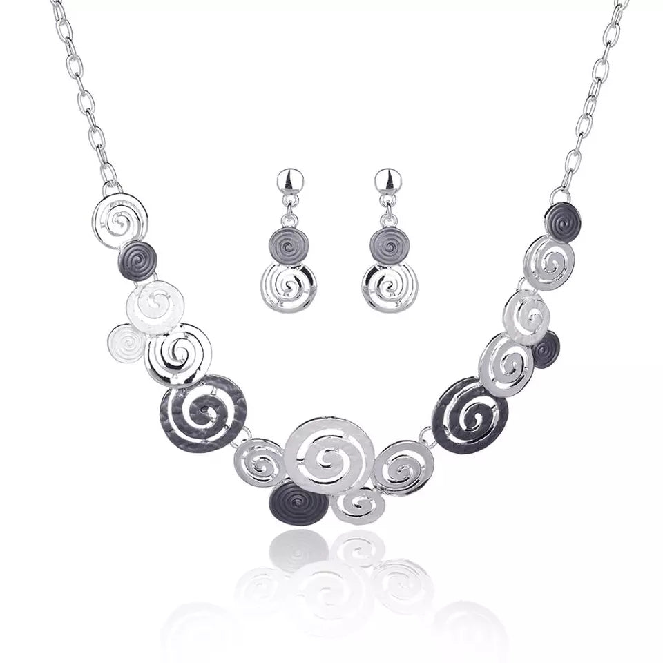 Trendy Spiral Necklace and Earrings Set