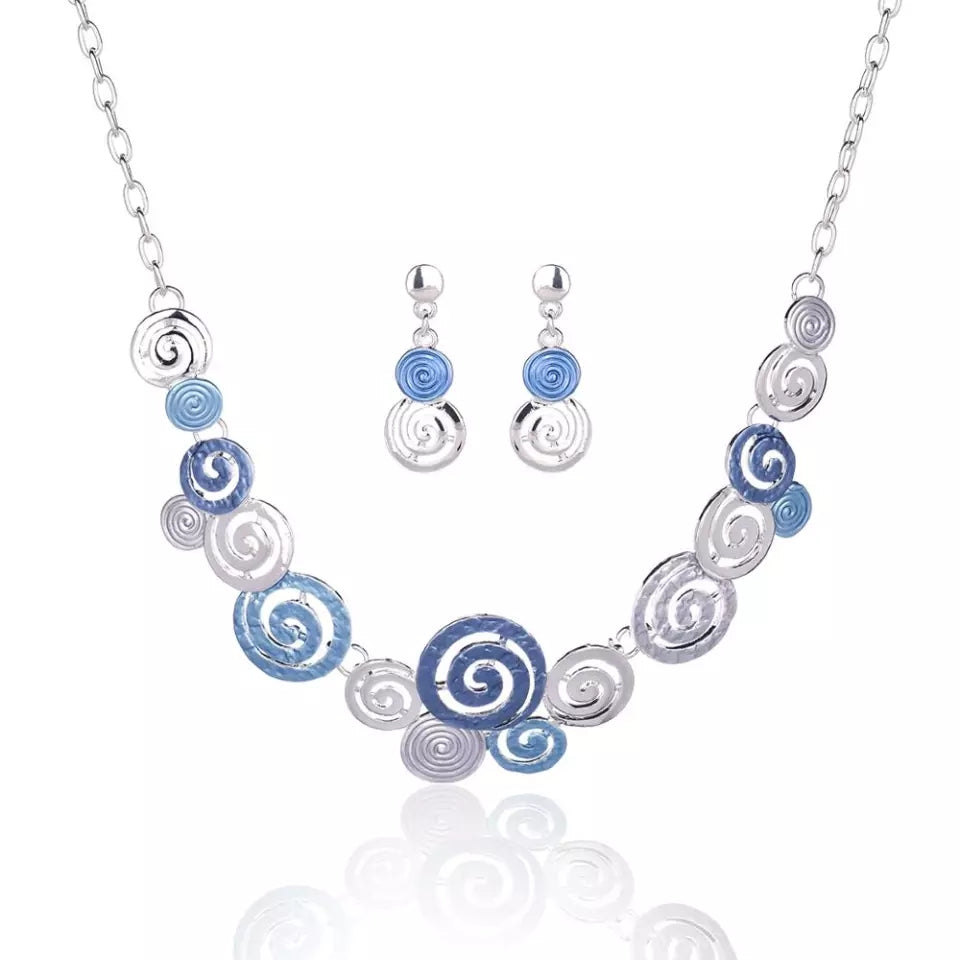 Trendy Spiral Necklace and Earrings Set