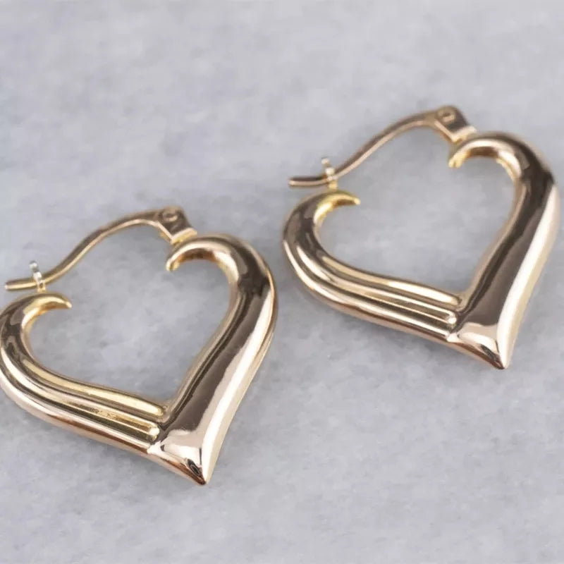 Gold Heart Hoop Earrings