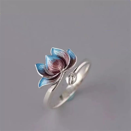 Blue Lotus Flower Ring