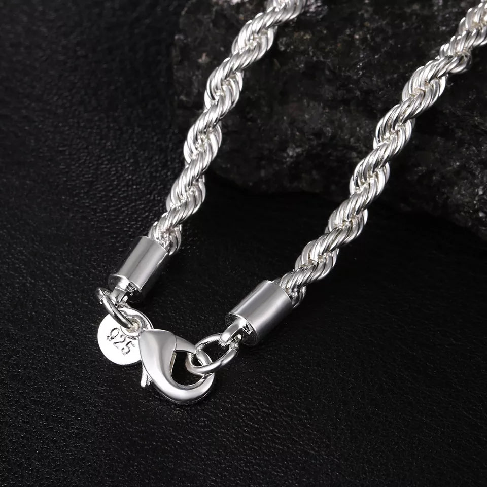 Sterling Silver Chain Bracelet and Necklace Set