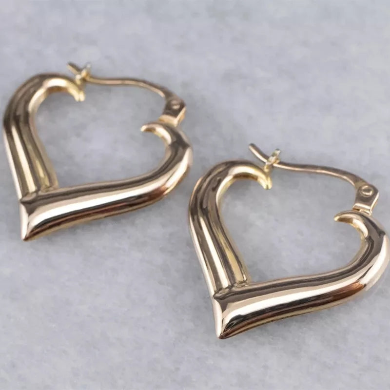 Gold Heart Hoop Earrings