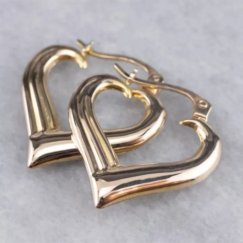 Gold Heart Hoop Earrings