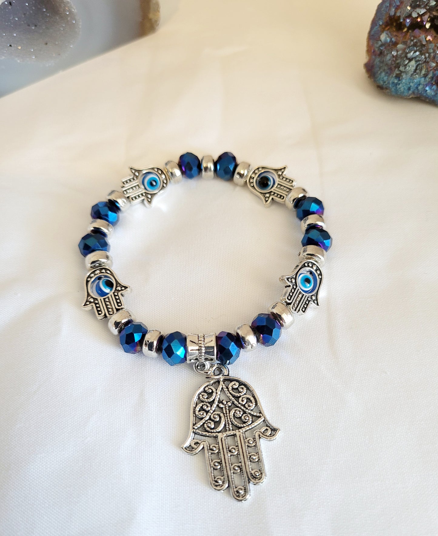 Silver and Blue Evil Eye Bracelet