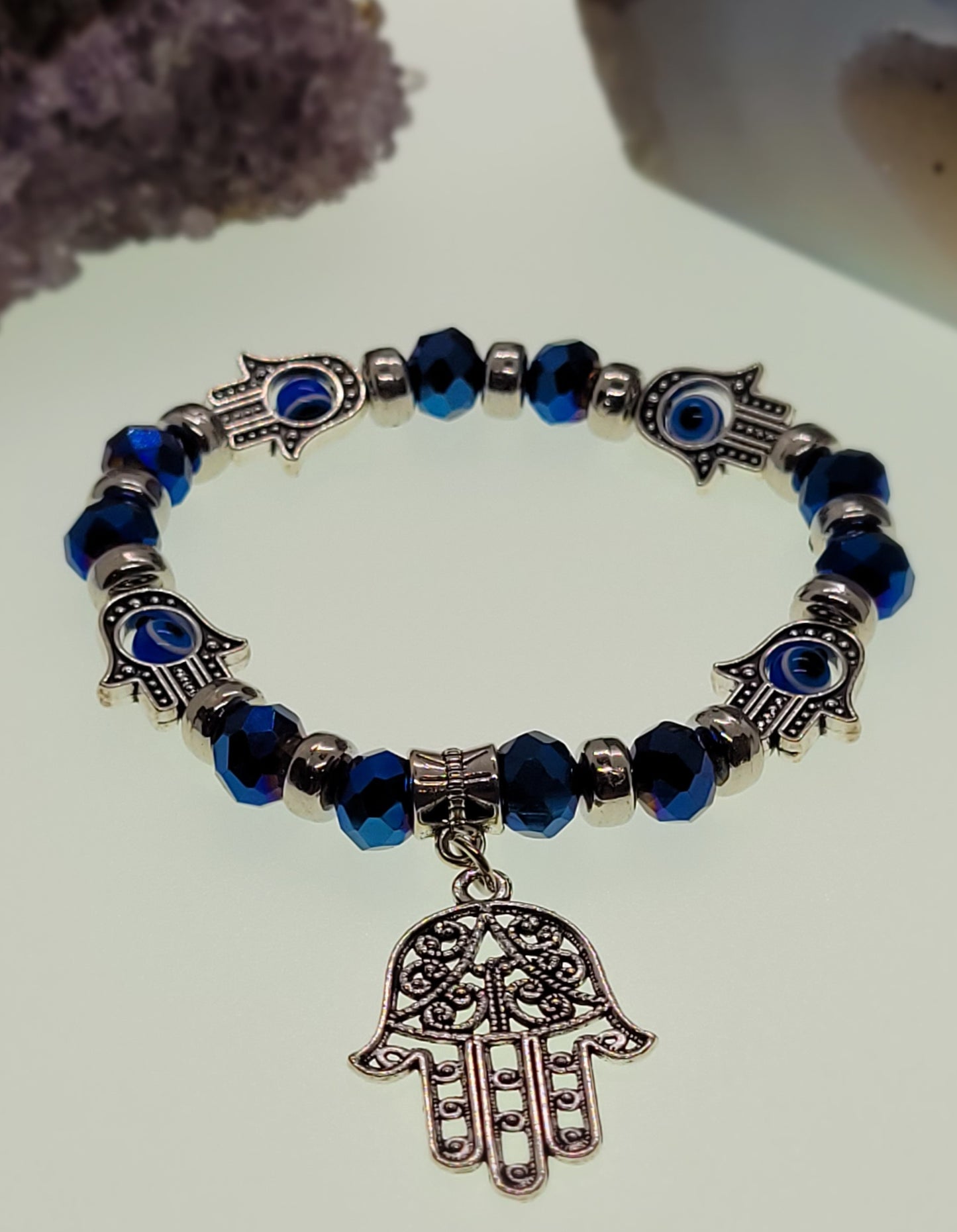 Silver and Blue Evil Eye Bracelet