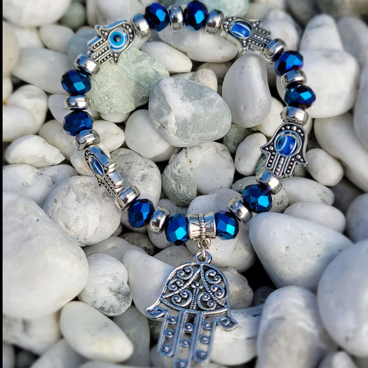 Silver and Blue Evil Eye Bracelet