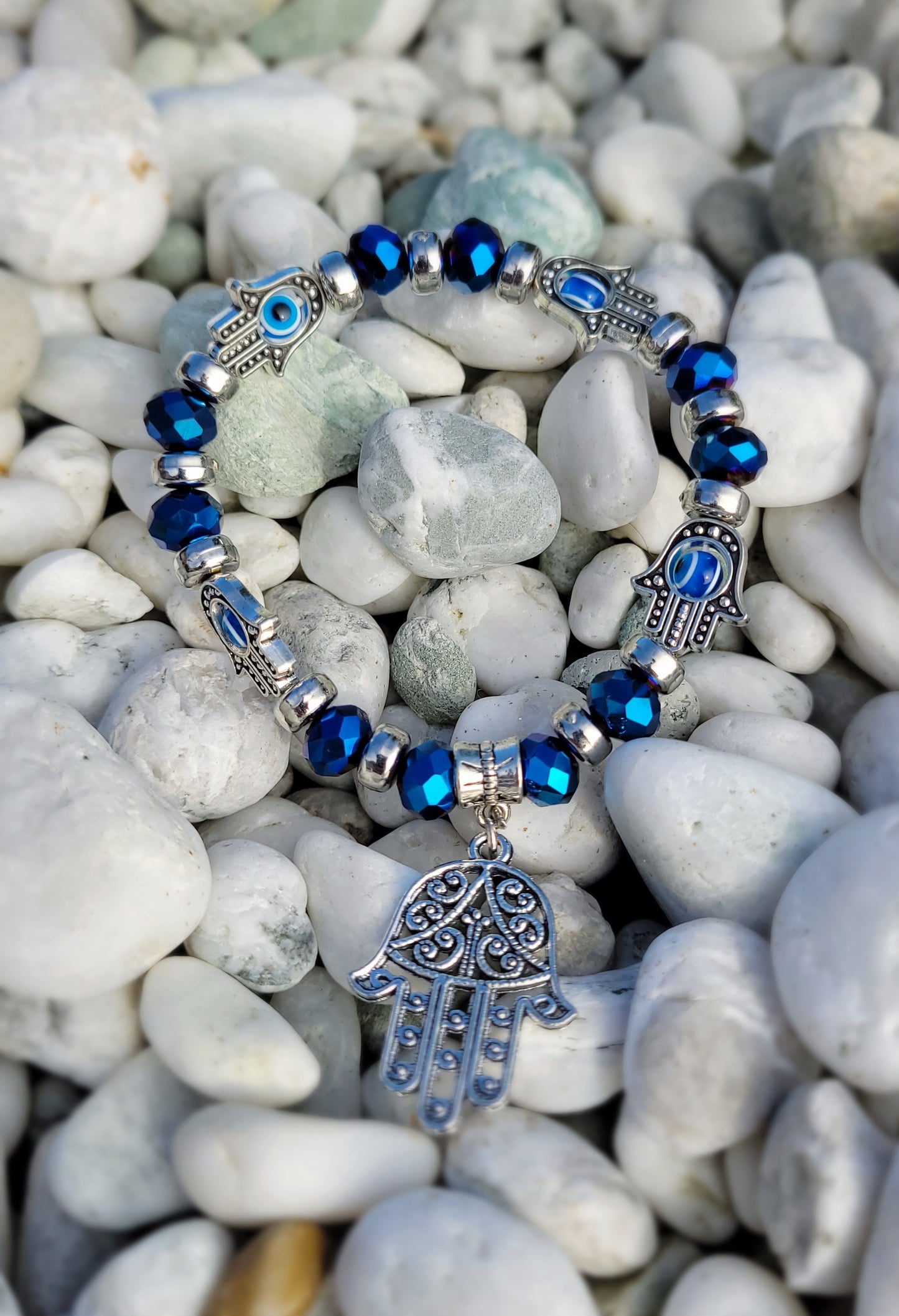 Silver and Blue Evil Eye Bracelet