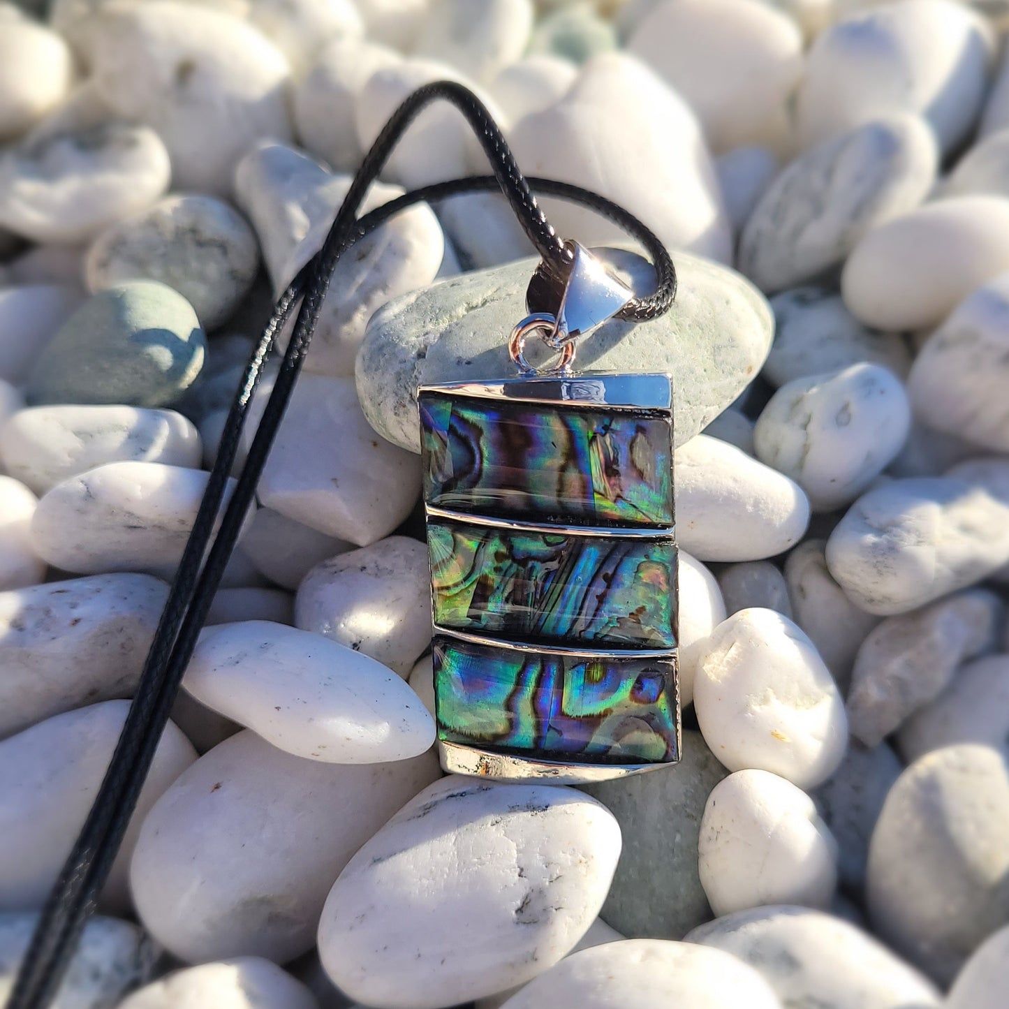 Paua Rectangle Pendant Necklace