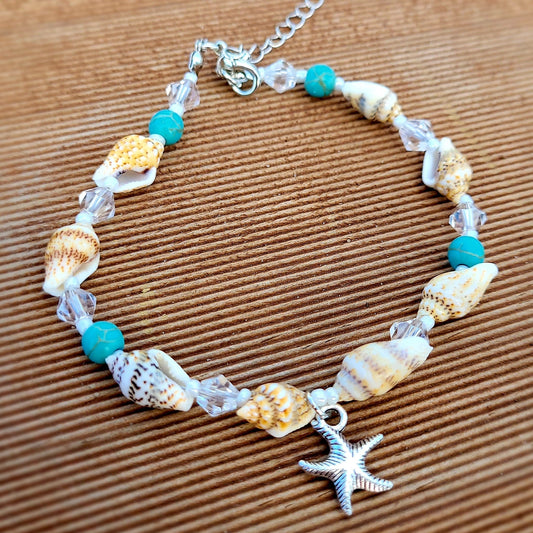 Shell and Crystal Starfish Bracelet / Anklet